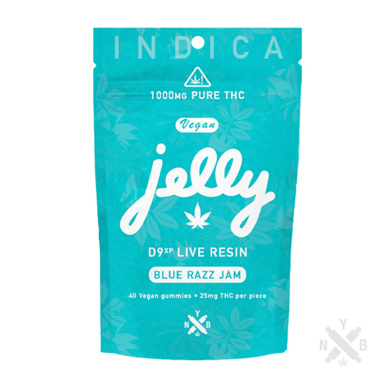 Jelly D9XP Live Resin Gummies pouch, 40 count, Blue Razz Jam flavor
