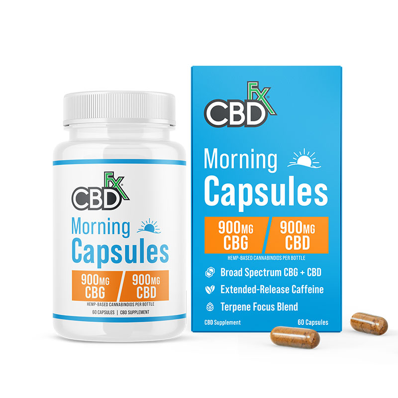 CBDfx CBD and CBG Morning Capsules Broad Spectrum Energy and Focus Formula