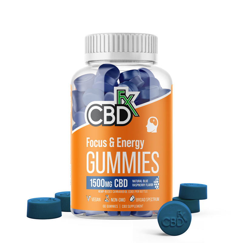 CBDfx Focus & Energy CBD Gummies 1500mg Blue Raspberry