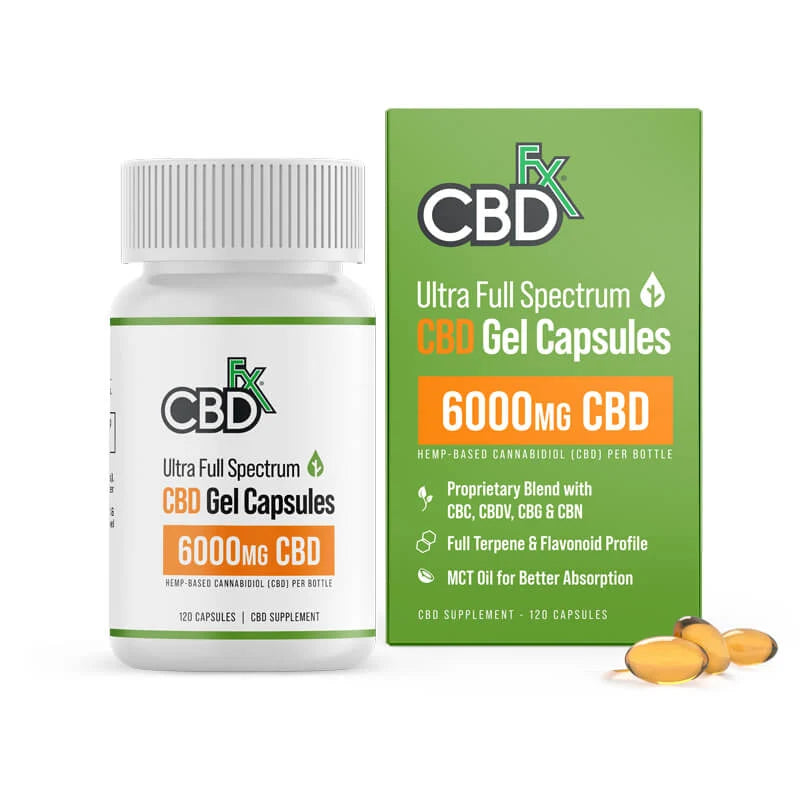 CBDfx Full Spectrum CBD Soft Gel Capsules 6000mg 120 count