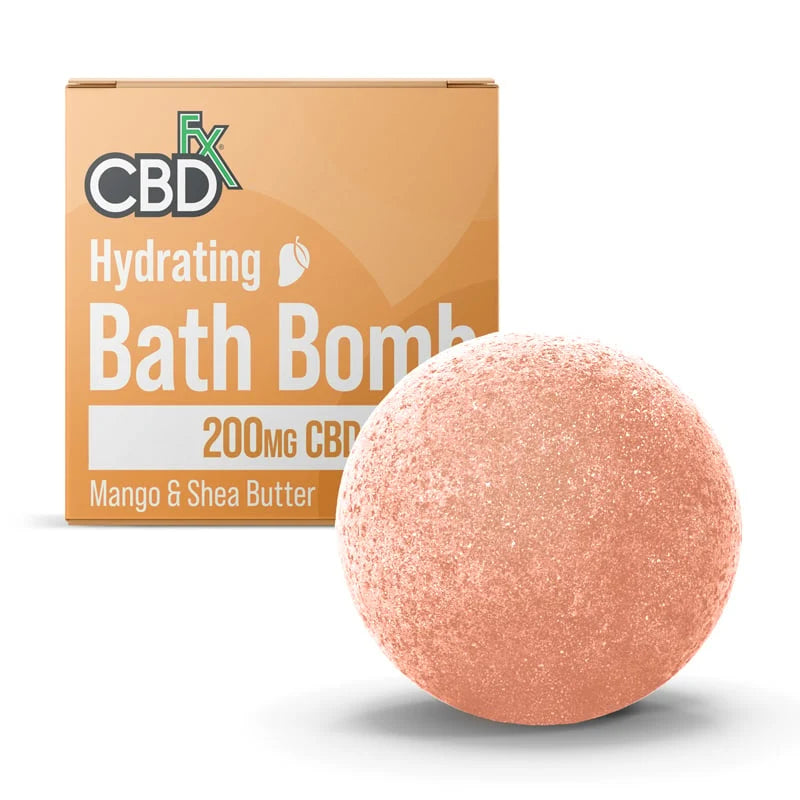 CBDfx Hydrating CBD Bath Bomb 200mg Mango and Shea Butter