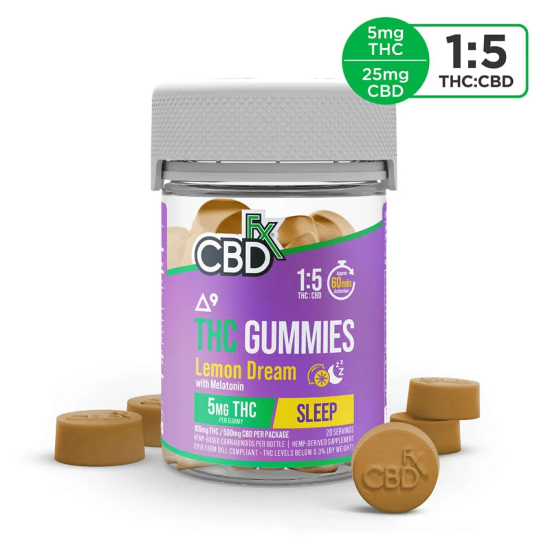 CBDfx Lemon Dream Indica Full Spectrum CBD THC Gummies 20 count