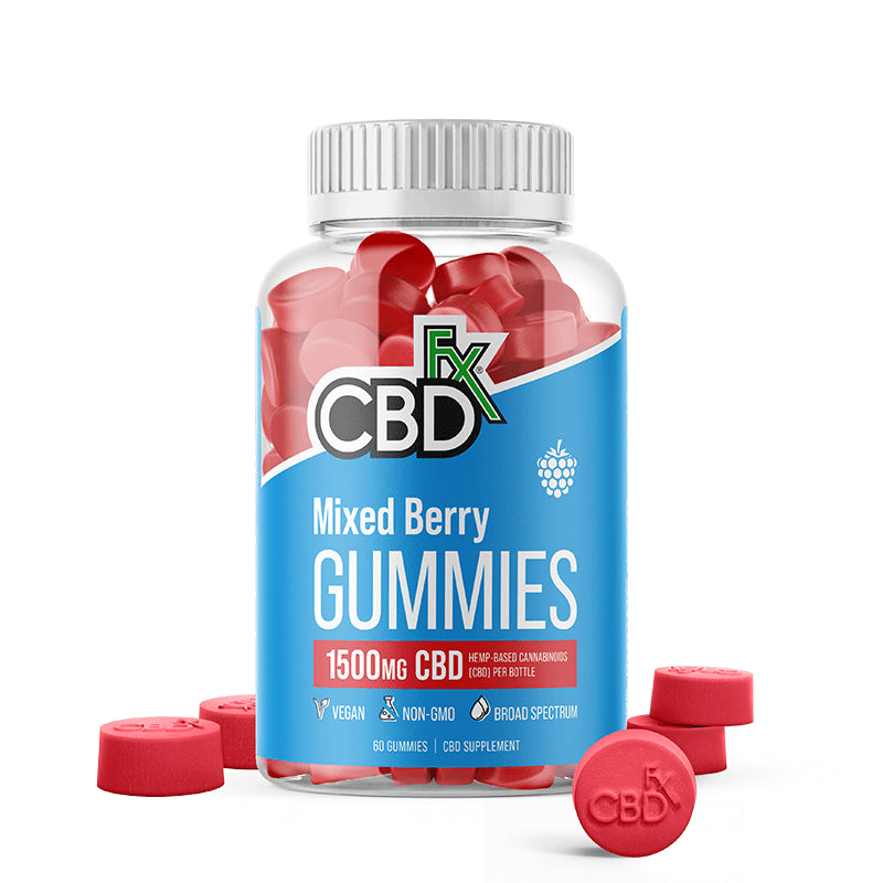 CBDfx Original Mixed Berry Broad Spectrum CBD Gummies 1500mg 60 count
