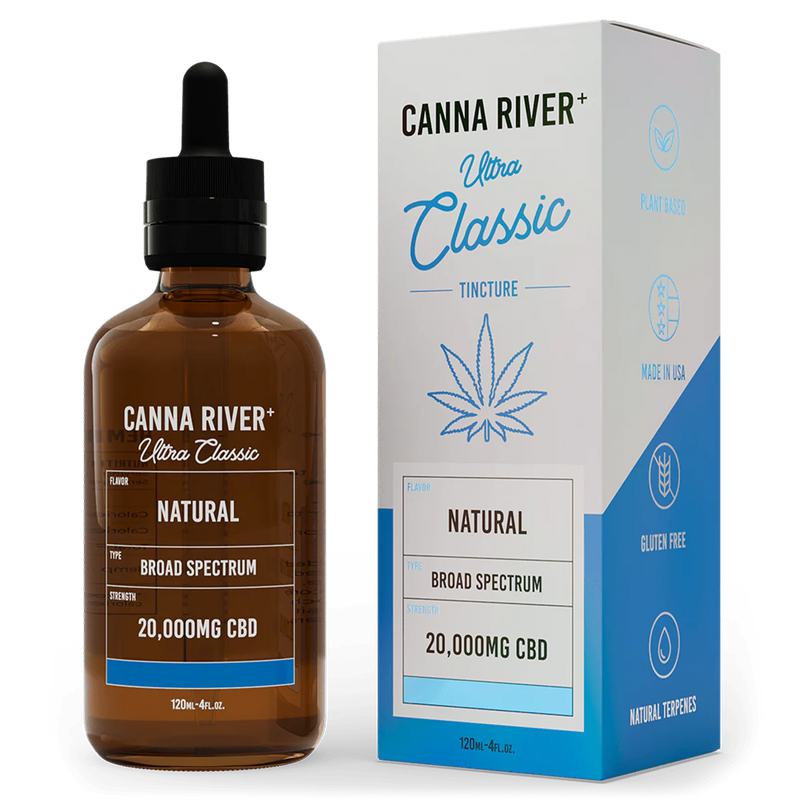 Canna River Ultra Classic CBD tincture, 20,000mg Broad Spectrum, 120mL, Natural