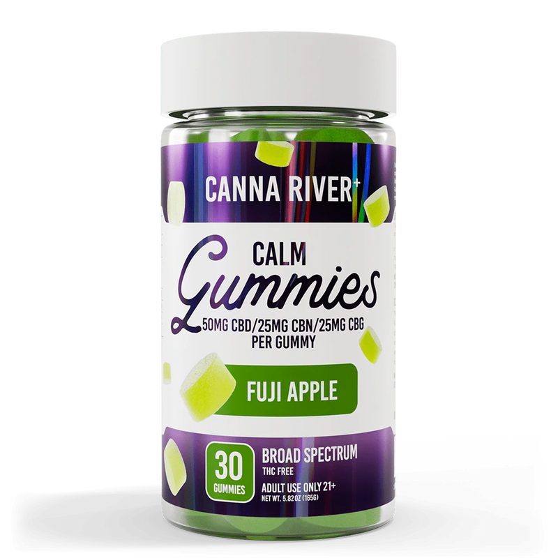Canna River Calm Gummies CBD CBN CBG Broad Spectrum Fuji Apple