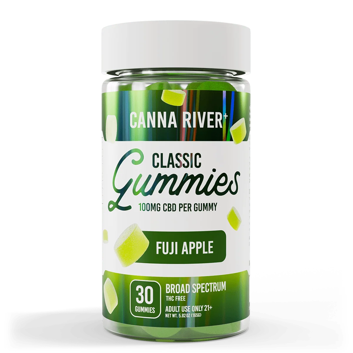 Canna River Classic Gummies 100mg CBD Broad Spectrum 30 Count Fuji Apple