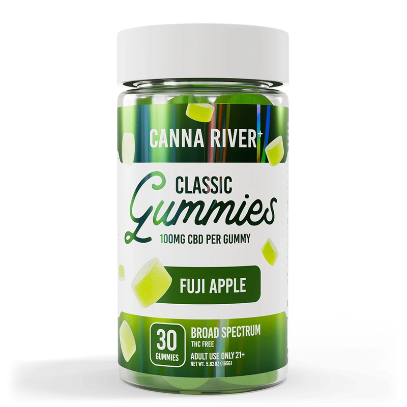 Canna River Classic Gummies 100mg CBD Broad Spectrum 30 Count Fuji Apple
