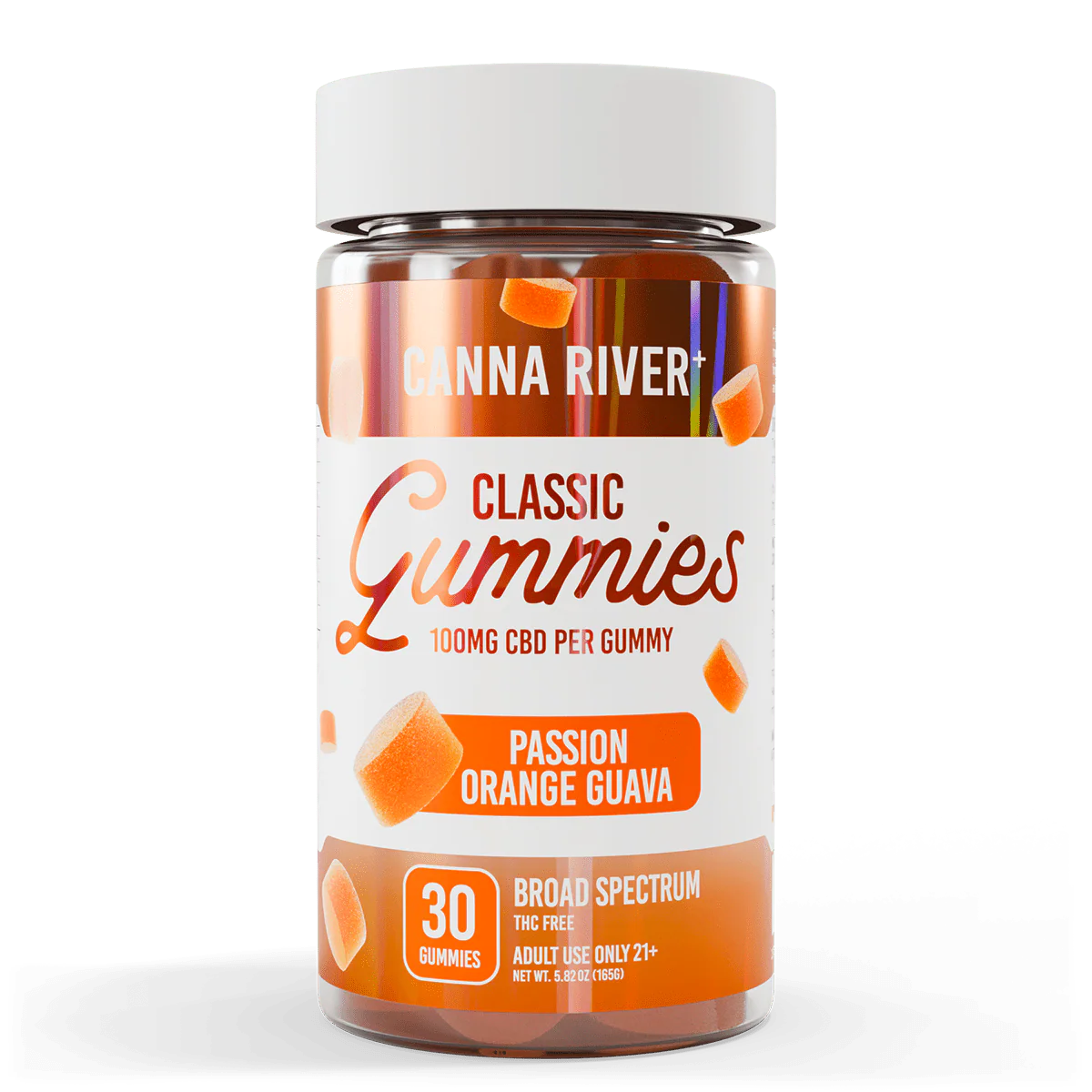 Canna River Classic Gummies 100mg CBD Broad Spectrum 30 Count Passion Orange Guava