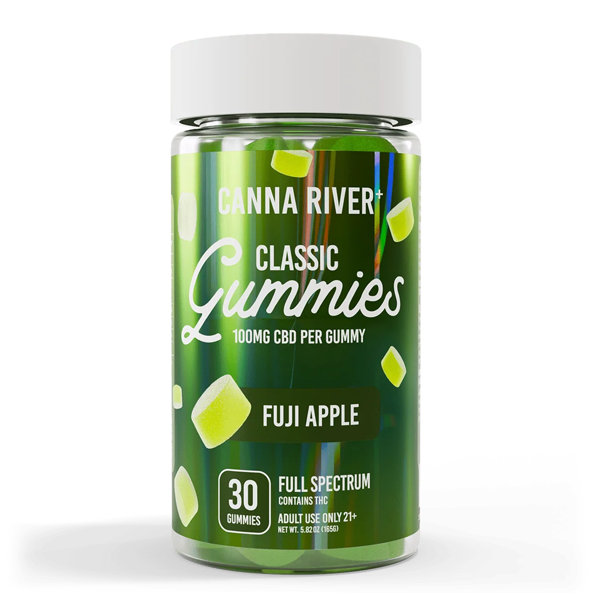 Canna River Classic Gummies 100mg CBD Full Spectrum 30 Count Fuji Apple