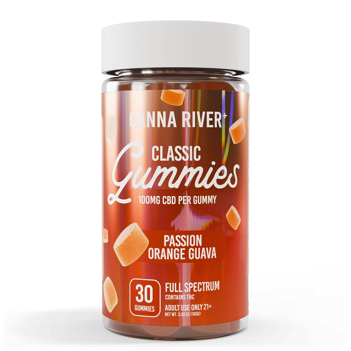 Canna River Classic Gummies 100mg CBD Full Spectrum 30 Count Passion Orange Guava
