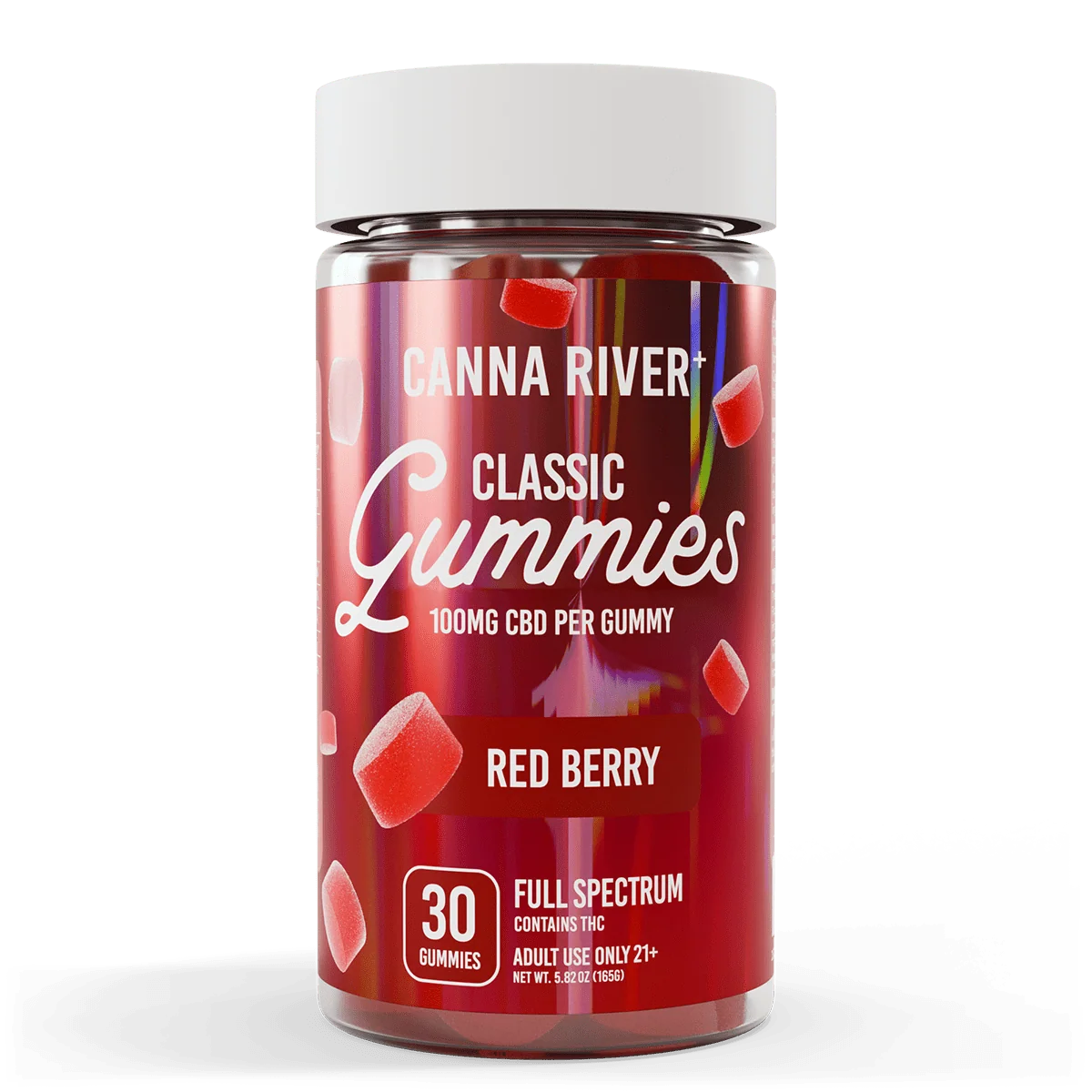 Canna River Classic Gummies 100mg CBD Full Spectrum 30 Count Red Berry