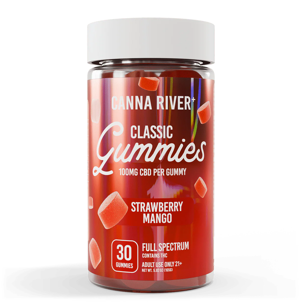 Canna River Classic Gummies 100mg CBD Full Spectrum 30 Count Strawberry Mango