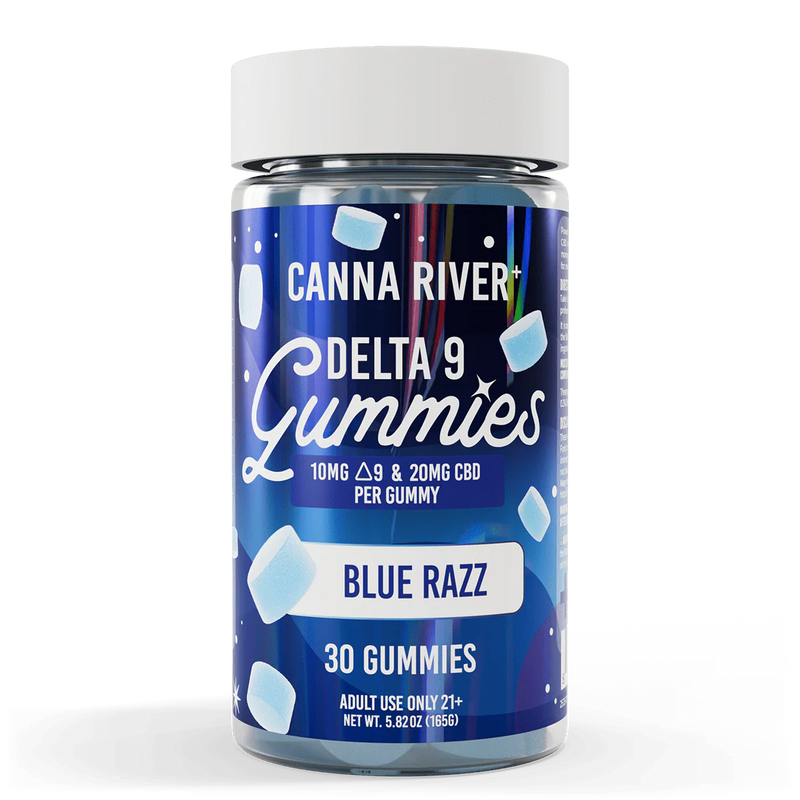 Canna River Delta-9 THC Gummies 10mg THC 20mg CBD 30 Count - Blue Razz
