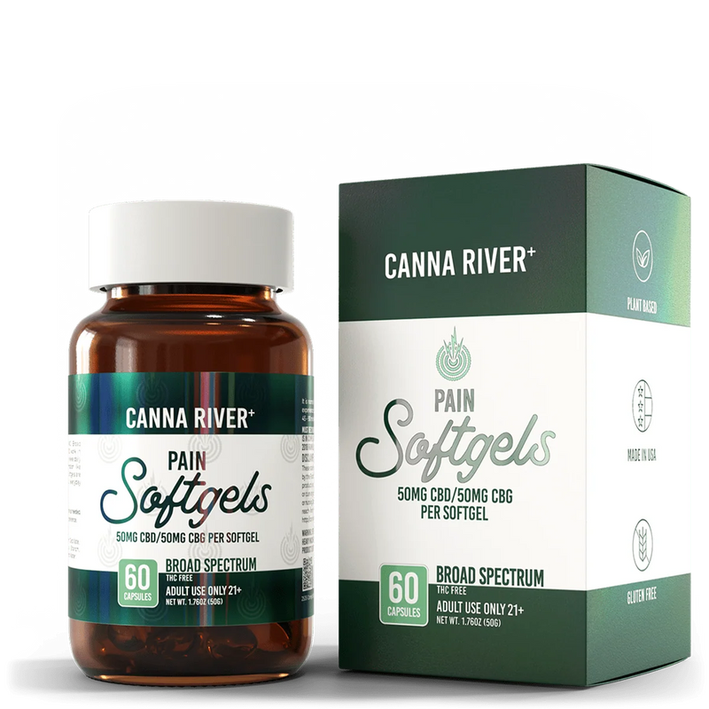 Canna River Pain Softgels CBD CBG Broad Spectrum 60 Count