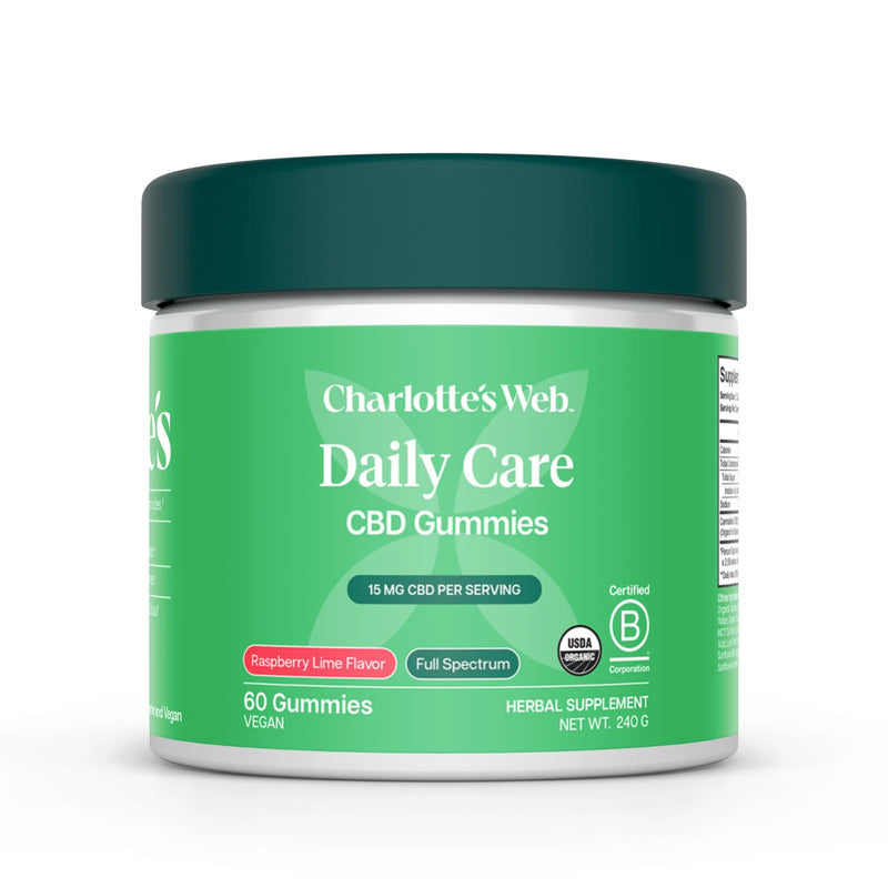 Charlotte’s Web Daily Care Full Spectrum CBD Gummies 15mg Raspberry Lime 60 count