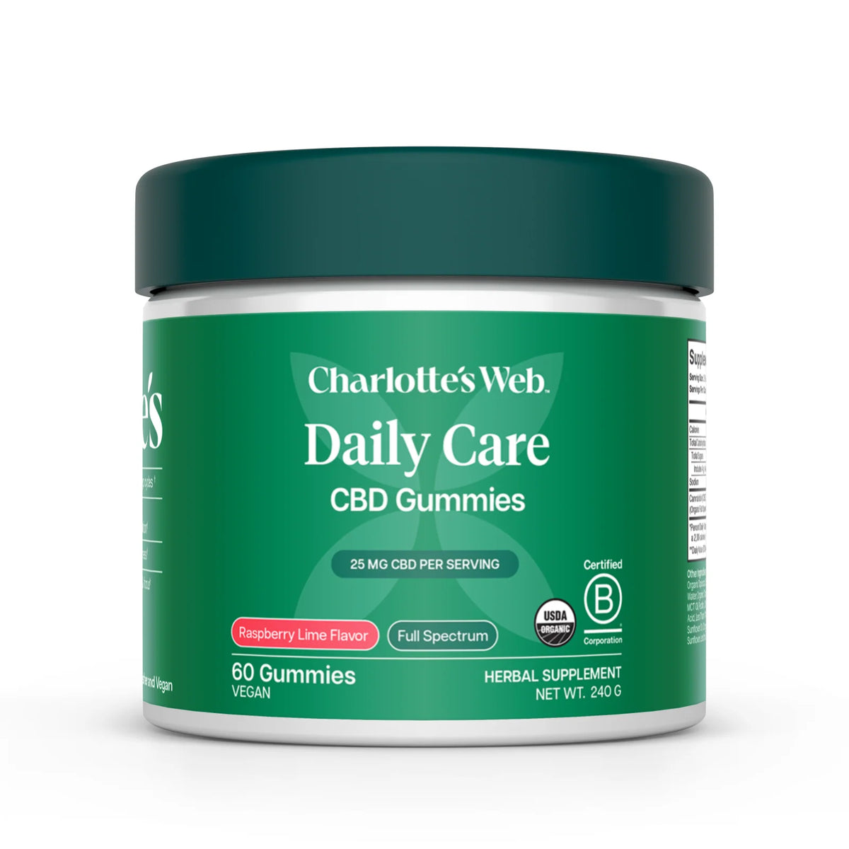 Charlotte’s Web Daily Care Full Spectrum CBD Gummies 25mg Raspberry Lime 60 count