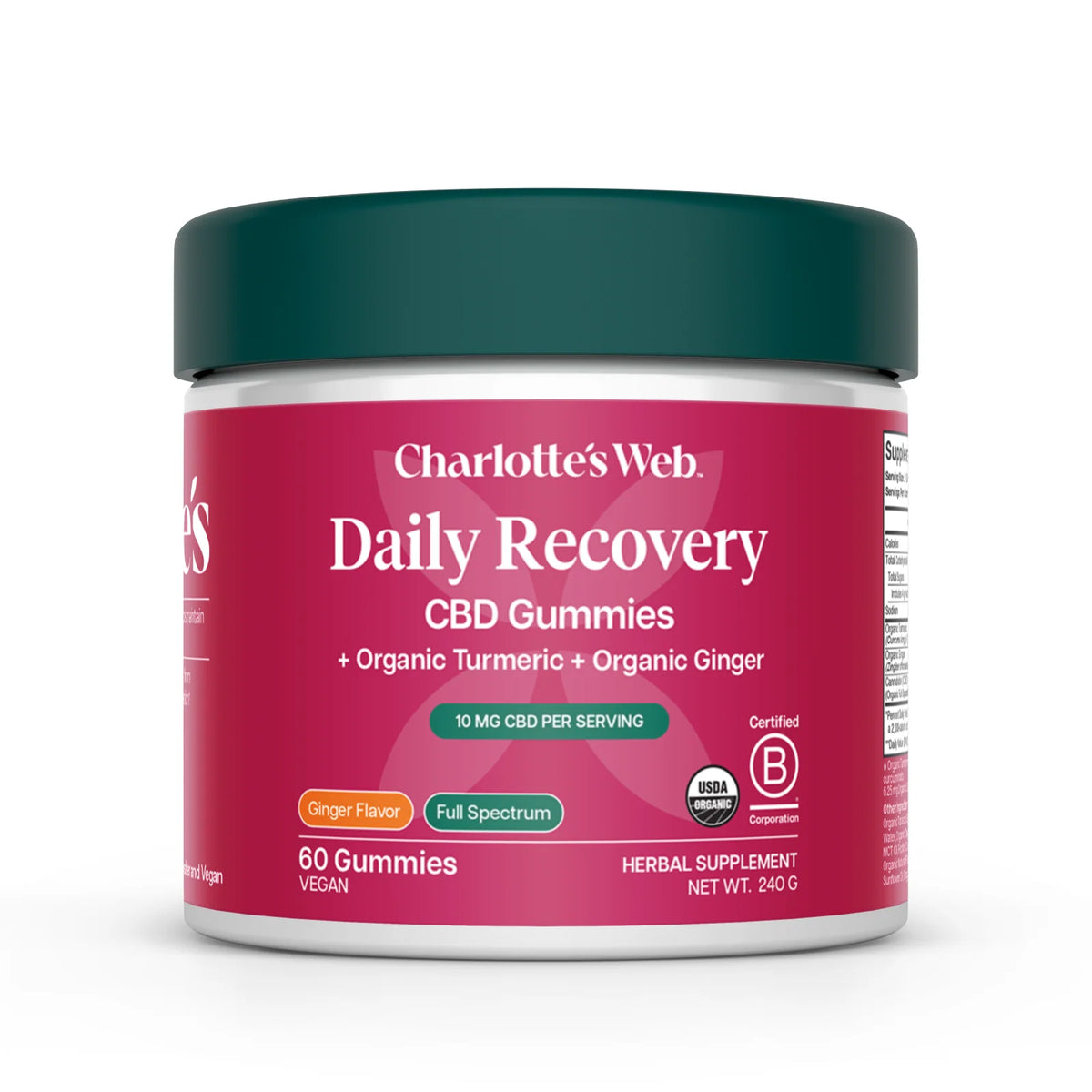 Charlotte's Web Daily Recovery CBD Gummies 60 Count Turmeric Ginger