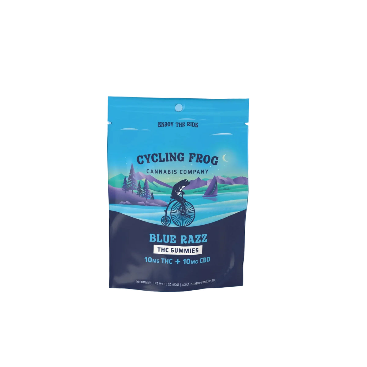 Cycling Frog Blue Razz 10mg THC 10mg CBD Gummies 10 count