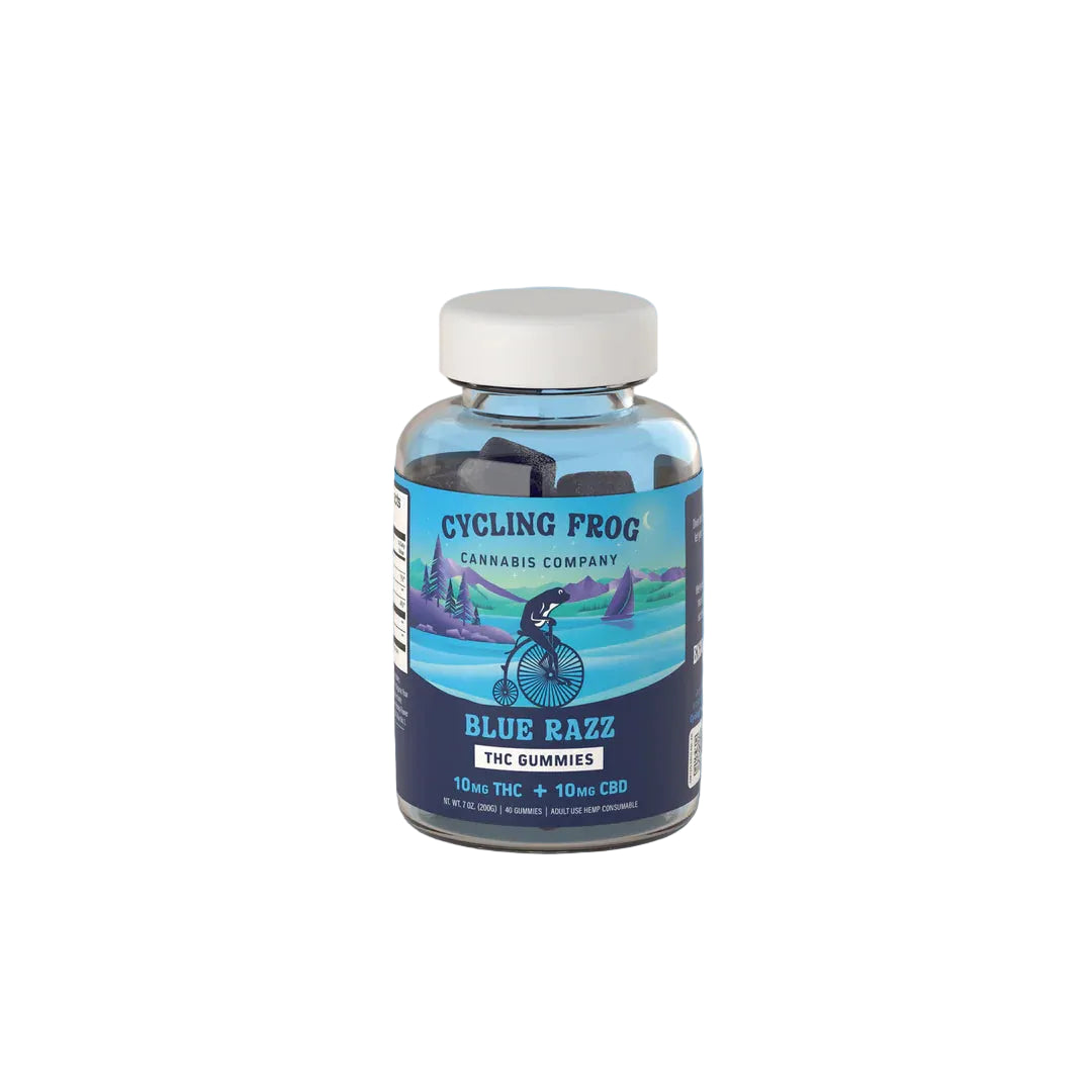 Cycling Frog Blue Razz 10mg THC 10mg CBD Gummies 40 count