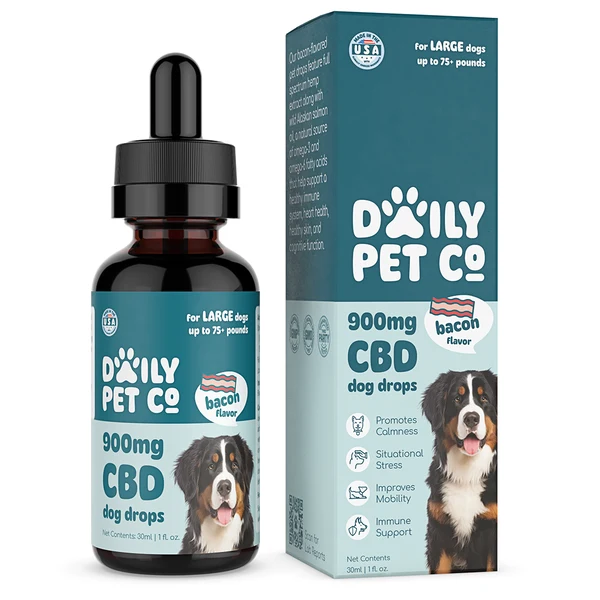 Daily Pet Co CBD Drops for Dogs 900mg Bacon Flavor 30mL