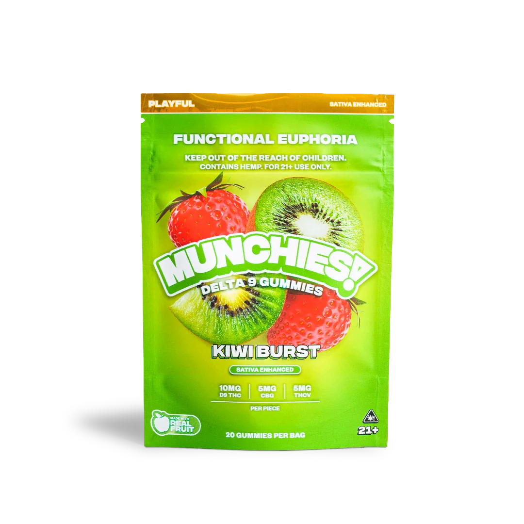 Delta Munchies Kiwi Burst Euphoria Sativa Gummies 10mg THC 5mg CBG 5mg THCV