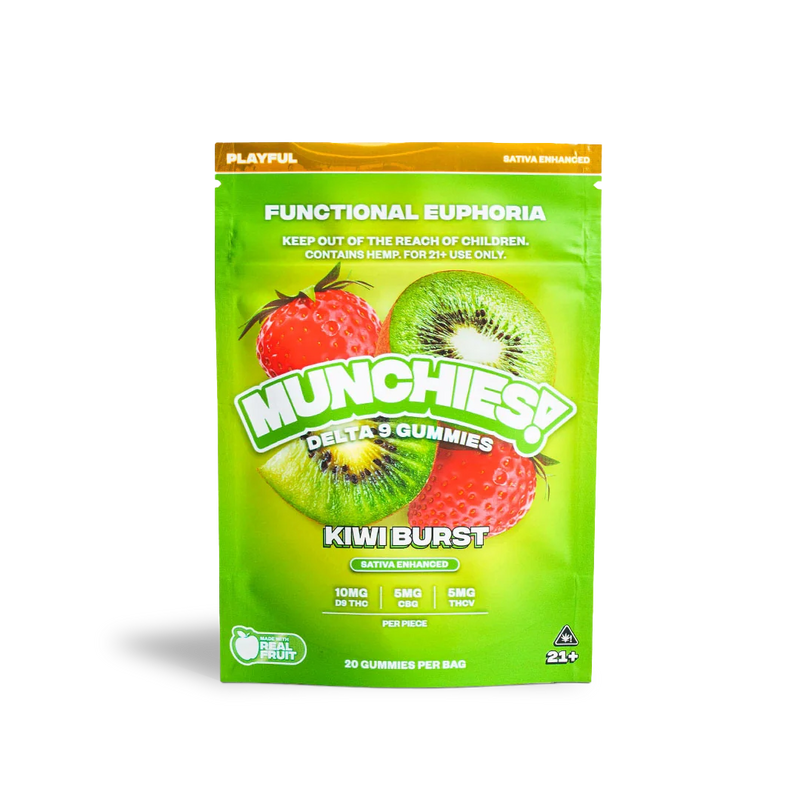 Delta Munchies Kiwi Burst Euphoria Sativa Gummies 10mg THC 5mg CBG 5mg THCV