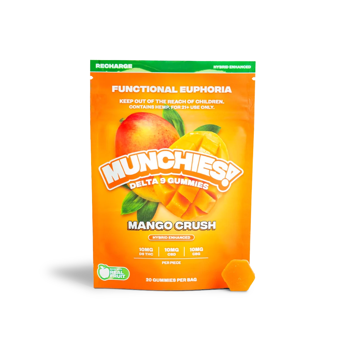 Delta Munchies Mango Crush Euphoria Hybrid Gummies 10mg THC 10mg CBD 10mg CBG