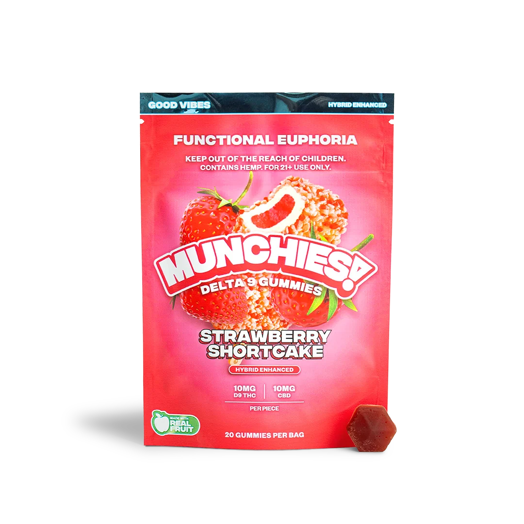 Delta Munchies Strawberry Shortcake Euphoria Hybrid Gummies 10mg THC 10mg CBD