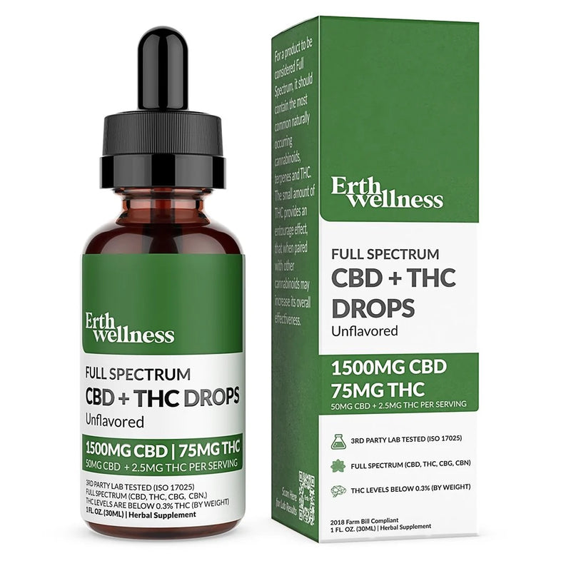 ERTH Wellness Full Spectrum CBD THC Drops 1500mg Unflavored
