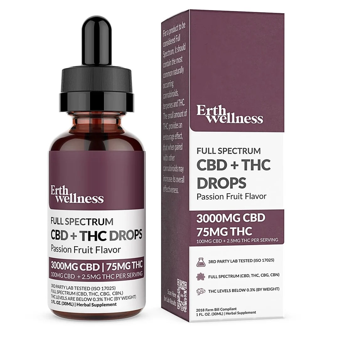 ERTH Wellness Full Spectrum CBD THC Drops 3000mg Passion Fruit