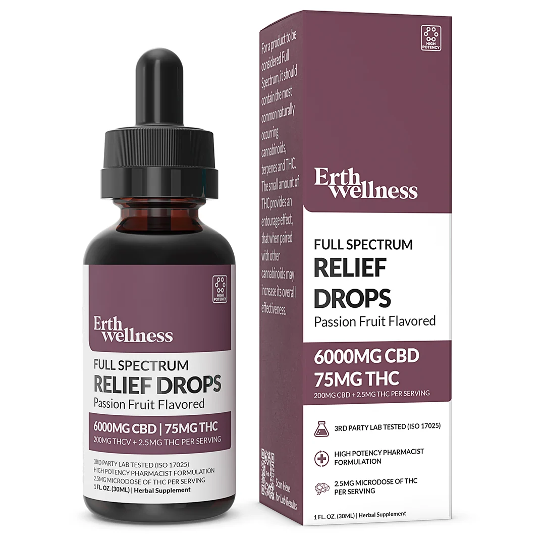 ERTH Wellness Full Spectrum CBD THC Drops 6000mg Passion Fruit
