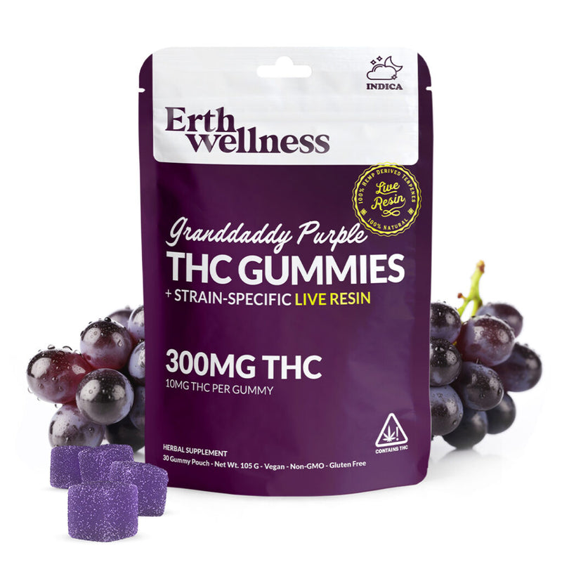 Erth Wellness Granddaddy Purple Indica Delta 9 THC Gummies 300mg