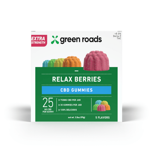 Green Roads Extra Strength Relax Berries CBD gummies, 25mg each, 30 count