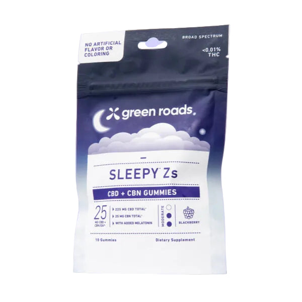 Green Roads Sleepy Zs 250mg CBD CBN Gummies 10 count Blackberry