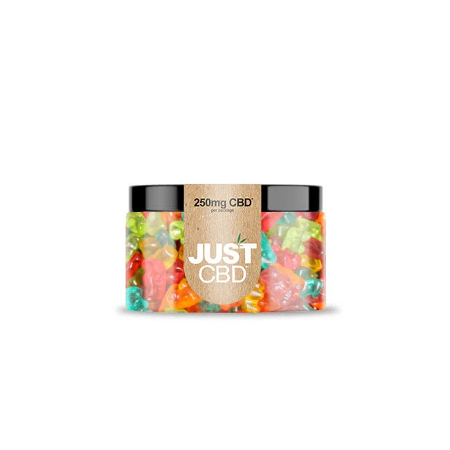JustCBD Clear Bears 250mg CBD Gummies jar