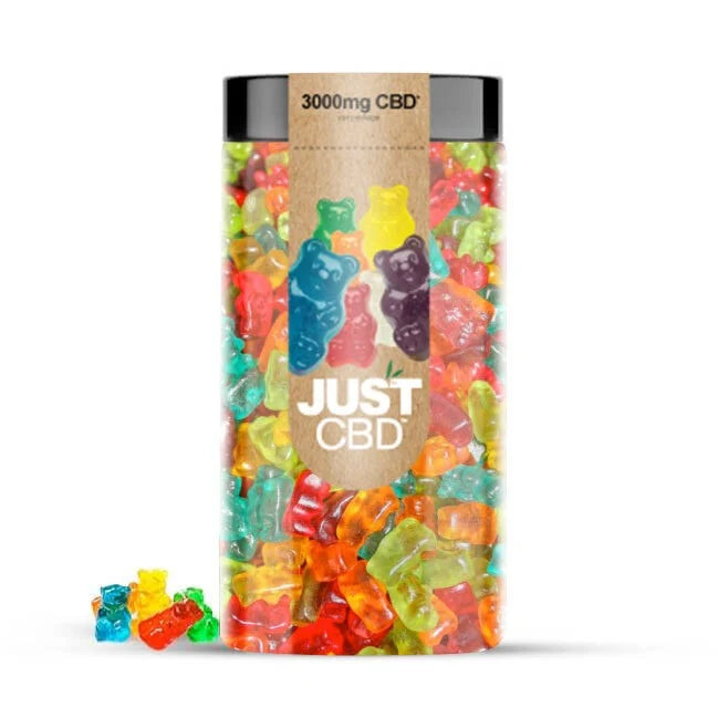 JustCBD Clear Bears 3000mg CBD Gummies jar