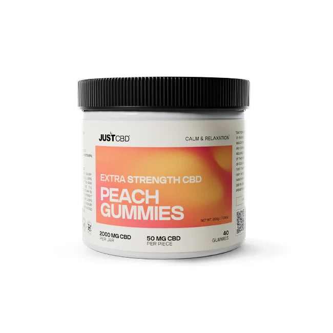 JustCBD Extra Strength CBD Gummies Peach 2000mg 40 count