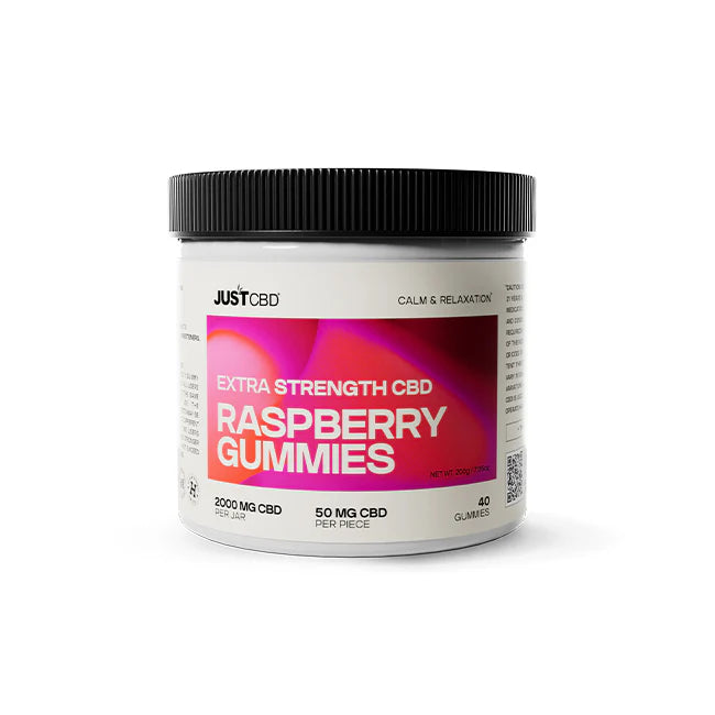 JustCBD Extra Strength CBD Gummies Raspberry 2000mg 40 count