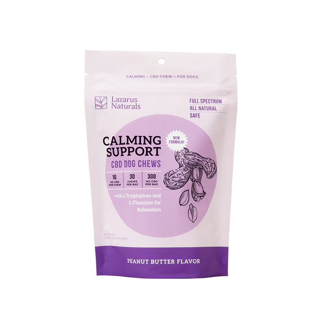 Lazarus Naturals calming CBD dog chews bag, peanut butter, 30 count