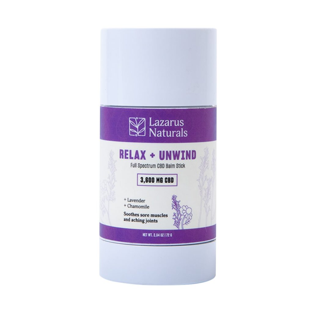 Lazarus Naturals Relax Unwind CBD Balm Stick 3600mg 72g