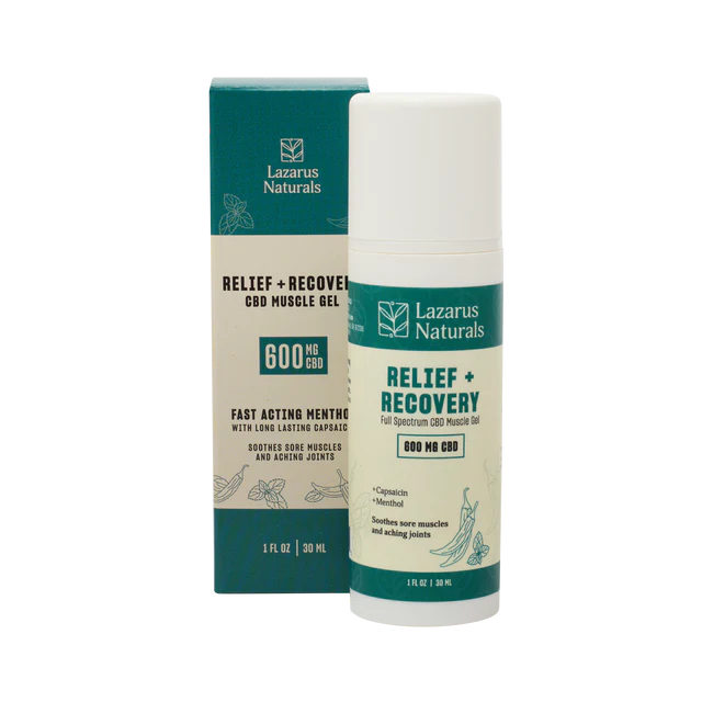 Lazarus Naturals Relief Recovery Full Spectrum CBD Muscle Gel 600mg 30mL