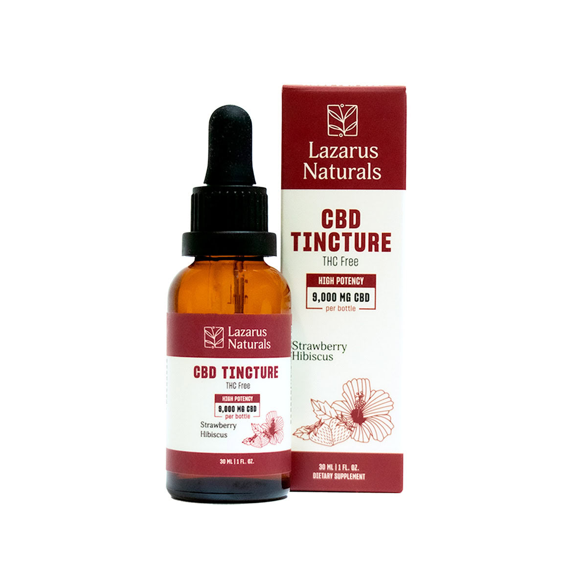 Lazarus Naturals Strawberry Hibiscus CBD Isolate Tincture 9000mg 300mg per mL