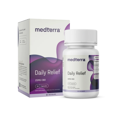 Medterra Daily Relief CBD Isolate Capsules THC-Free 25mg CBD Softgels