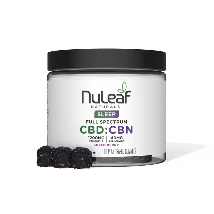 NuLeaf Naturals CBD CBN Sleep Gummies Mixed Berry 60 Count 1200mg