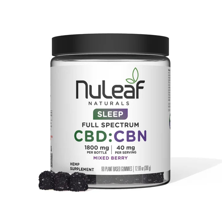 NuLeaf Naturals CBD CBN Sleep Gummies Mixed Berry 90 Count 1800mg