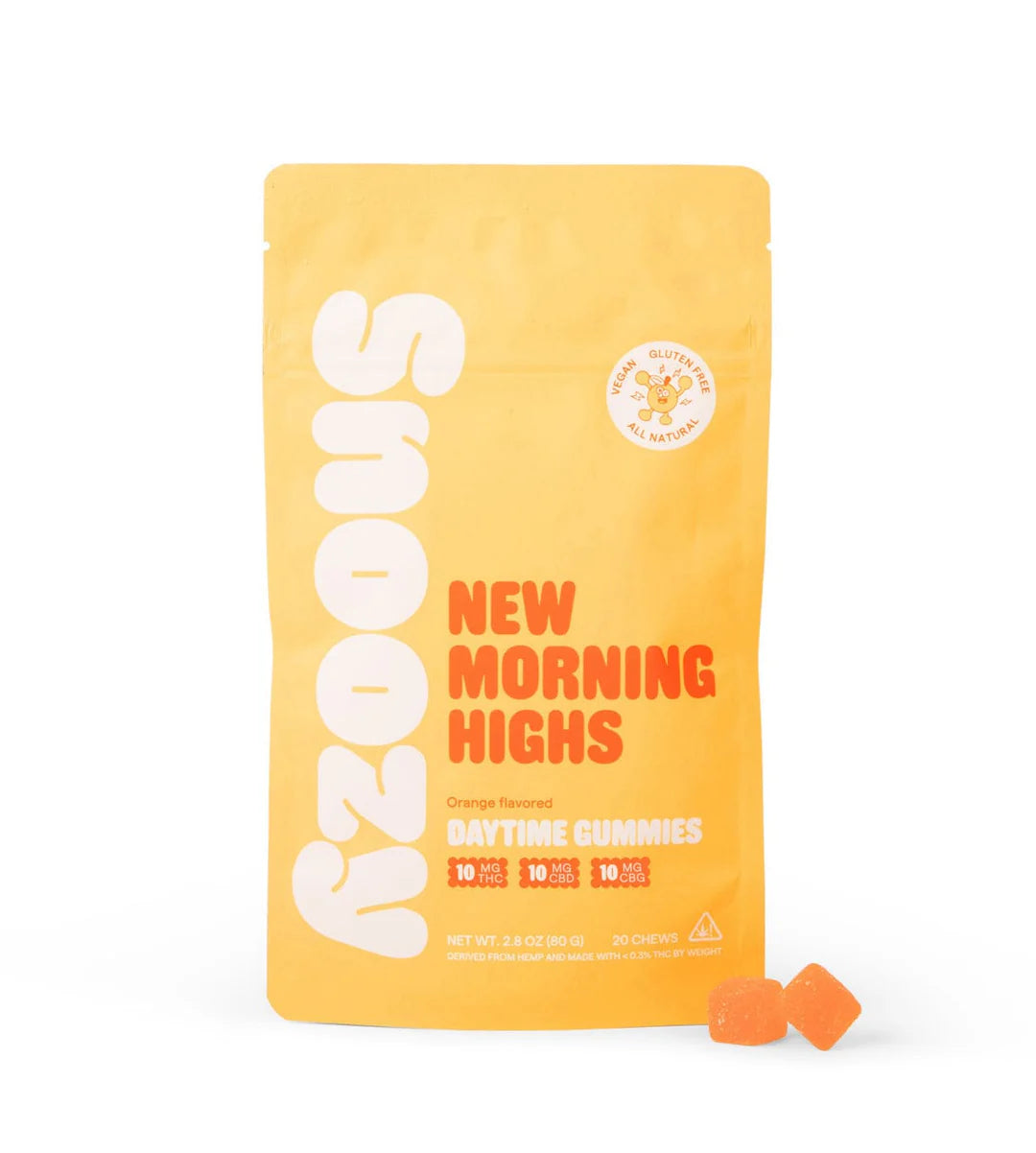 Snoozy New Morning Highs Extra Strength Gummies 10mg THC 10mg CBD 10mg CBG