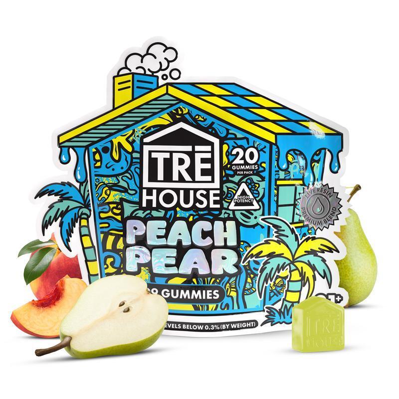 TRĒ House Delta 9 THC Full Spectrum CBD Gummies Peach Pear 20 count