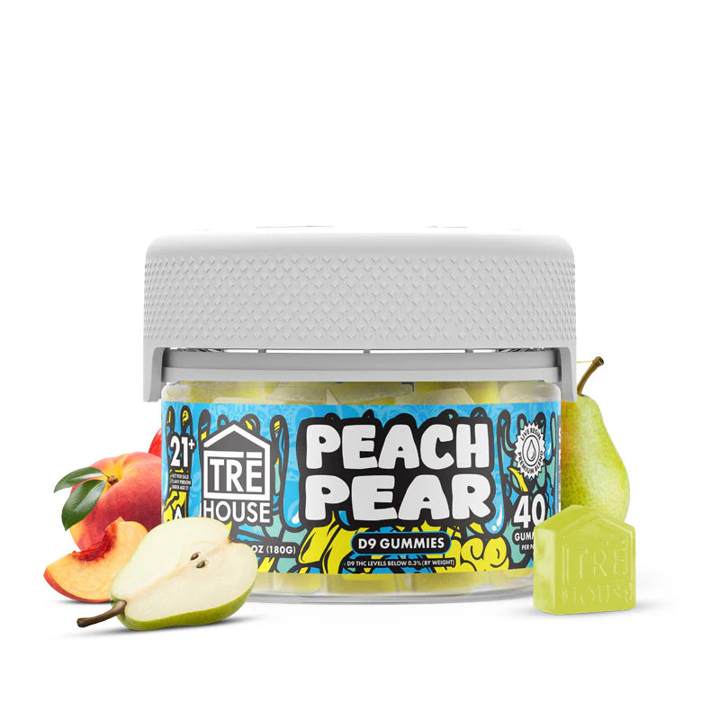 TRĒ House Delta 9 THC Full Spectrum CBD Gummies Peach Pear 40 count
