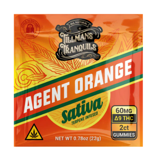 Tillmans Tranquils Agent Orange Sativa Delta 9 Gummies 30mg THC 2 Pack