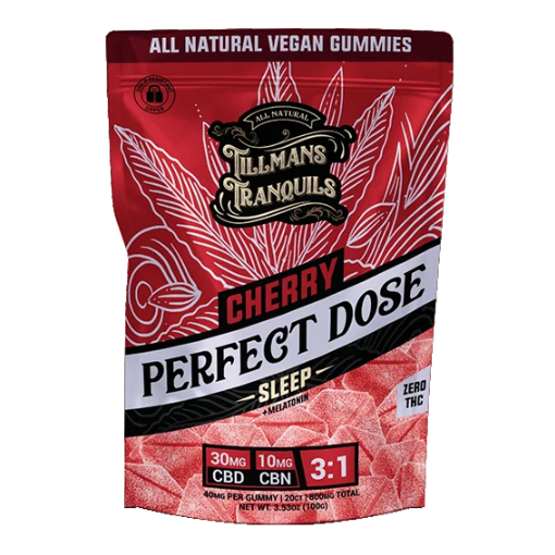 Tillmans Tranquils Cherry Sleep Gummies 30mg CBD 10mg CBN 5mg Melatonin THC Free